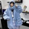 Apparel Harajuku Blue Oversized Fleece Cardigan 2 Apparel Harajuku Blue Oversized Fleece Cardigan