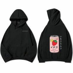 Apparel Harajuku Strawberry Milk Oversized Part-Cotton Hoodie