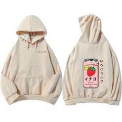Apparel Harajuku Strawberry Milk Oversized Part-Cotton Hoodie