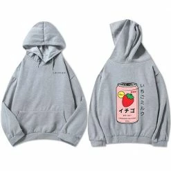 Apparel Harajuku Strawberry Milk Oversized Part-Cotton Hoodie