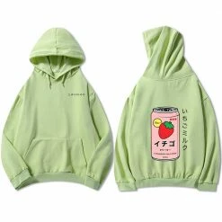 Apparel Harajuku Strawberry Milk Oversized Part-Cotton Hoodie