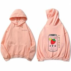 Apparel Harajuku Strawberry Milk Oversized Part-Cotton Hoodie
