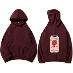 Apparel Harajuku Strawberry Milk Oversized Part-Cotton Hoodie