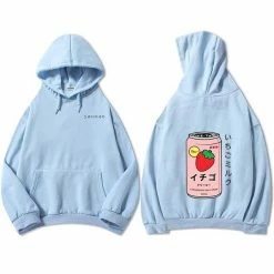 Apparel Harajuku Strawberry Milk Oversized Part-Cotton Hoodie