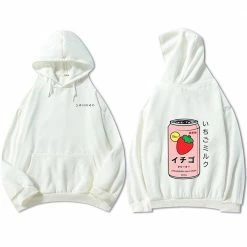 Apparel Harajuku Strawberry Milk Oversized Part-Cotton Hoodie