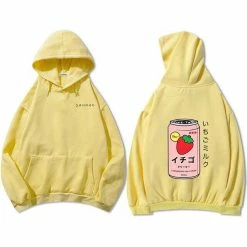 Apparel Harajuku Strawberry Milk Oversized Part-Cotton Hoodie