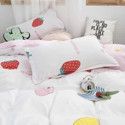 Home Decor Home & Pets Harajuku Strawberry White & Pink Bedding Set 12 Home Decor Home & Pets Harajuku Strawberry White & Pink Bedding Set