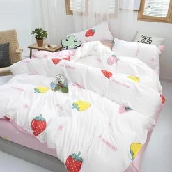 Home Decor Home & Pets Harajuku Strawberry White & Pink Bedding Set 11 Home Decor Home & Pets Harajuku Strawberry White & Pink Bedding Set