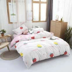 Home Decor Home & Pets Harajuku Strawberry White & Pink Bedding Set