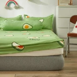 Home Decor Japanese Avocado Fitted Bedsheets