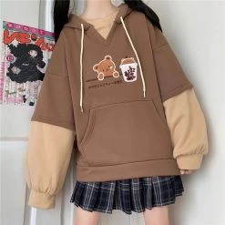 Apparel Japanese Bubble Tea Bear Hoodies