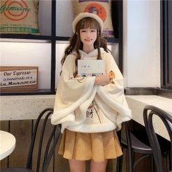 Apparel Japanese Cat Hooded Fluffy Cloak Coat