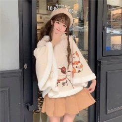 Apparel Japanese Cat Hooded Fluffy Cloak Coat