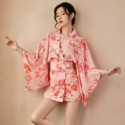 Apparel Japanese Cherry Blossom Sakura Pink Kimono