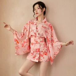 Apparel Japanese Cherry Blossom Sakura Pink Kimono