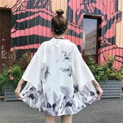 Apparel Japanese Classic Crane Design Kimono
