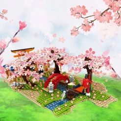 Build It Japanese Hakone Red Bridge Lake View With Sakura Trees