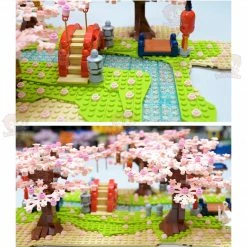 Build It Japanese Hakone Red Bridge Lake View With Sakura Trees