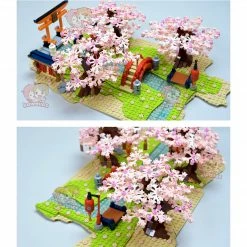 Build It Japanese Hakone Red Bridge Lake View With Sakura Trees