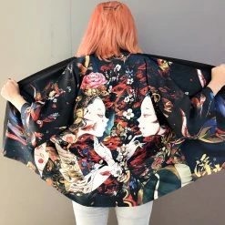 Apparel Japanese Art Fancy Kimono Cardigan Robe Short 22 Apparel Japanese Art Fancy Kimono Cardigan Robe Short