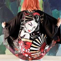 Apparel Japanese Art Fancy Kimono Cardigan Robe Short 23 Apparel Japanese Art Fancy Kimono Cardigan Robe Short