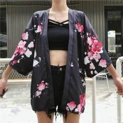 Apparel Japanese Lady With Tsubaki Flowers Kimono