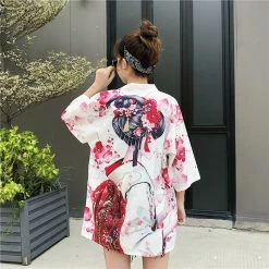 Apparel Japanese Lady With Tsubaki Flowers Kimono