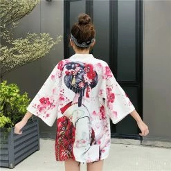 Apparel Japanese Lady With Tsubaki Flowers Kimono