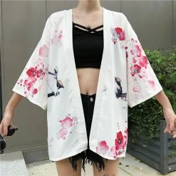 Apparel Japanese Lady With Tsubaki Flowers Kimono