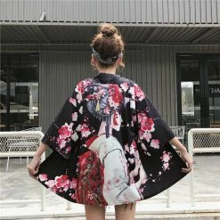 Apparel Japanese Lady With Tsubaki Flowers Kimono