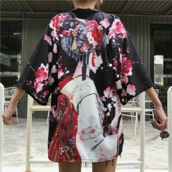 Apparel Japanese Lady With Tsubaki Flowers Kimono