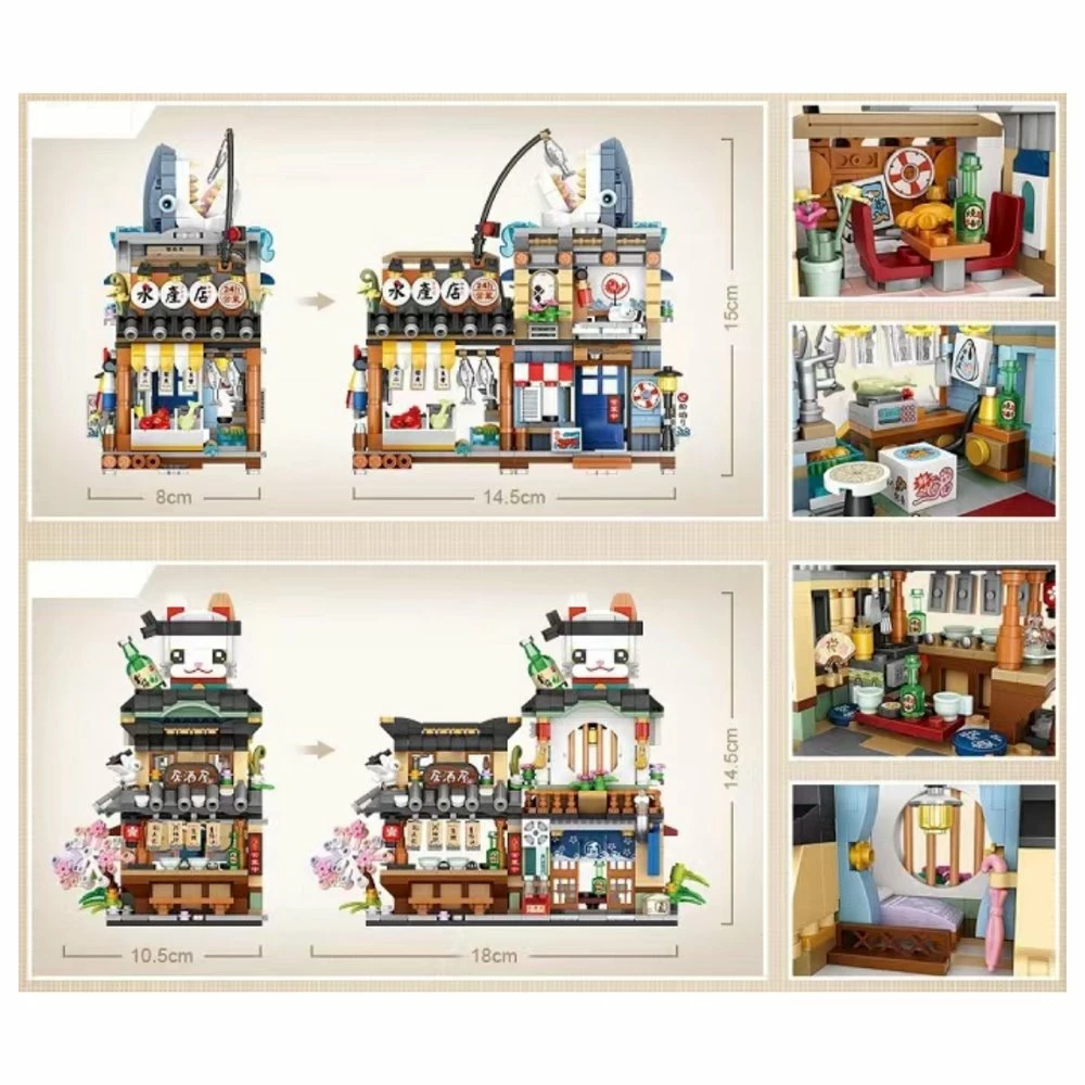 Build It Japanese Ramen Bar Seafood Store Micro Building Sets 8 Build It Japanese Ramen Bar Seafood Store Micro Building Sets