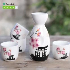 Home Decor Japanese Sakura Cherry Ceramic Sake Set Home & Pets