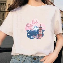 Apparel Japanese Sakura Mt Fuji Shrine Cherry Blossom Women's Tee