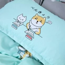 Home Decor Bedding Sets Japanese Shiba And Meko Cat Supreme Polyester Bedding Set