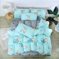 Home Decor Bedding Sets Japanese Shiba And Meko Cat Supreme Polyester Bedding Set