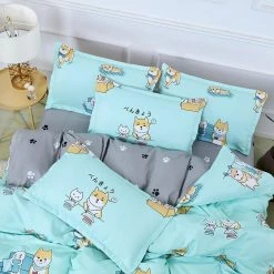 Home Decor Bedding Sets Japanese Shiba And Meko Cat Supreme Polyester Bedding Set