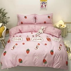 Home Decor Japanese Strawberry Milk Bedding Set