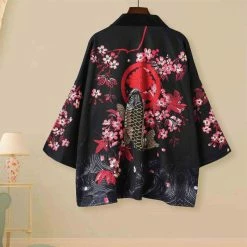 Apparel Japanese White Dragon And Golden Koi Kimono