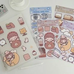 Accessories Stationery Kawaii Bear Girl Adventures Stickers Set 24 Accessories Stationery Kawaii Bear Girl Adventures Stickers Set