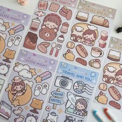 Accessories Stationery Kawaii Bear Girl Adventures Stickers Set