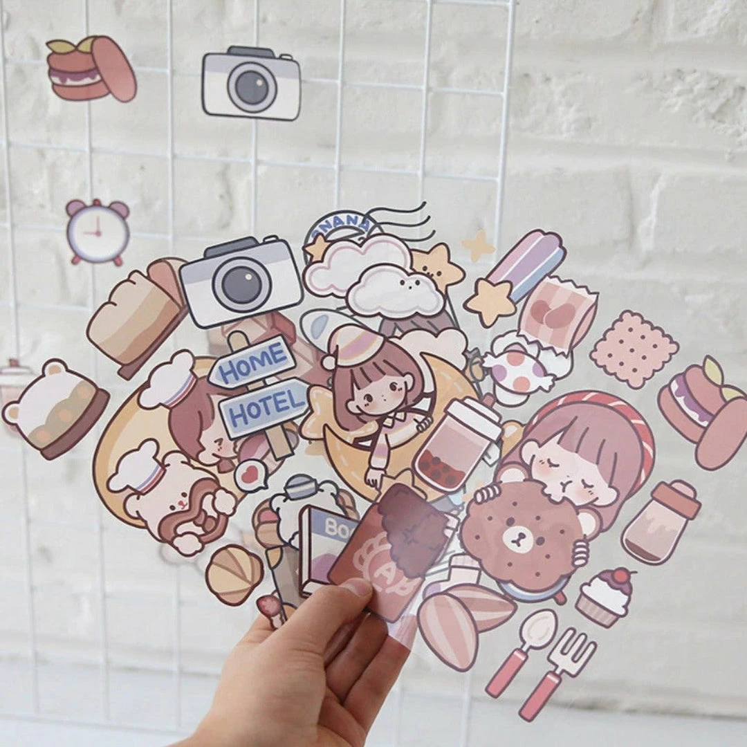 Accessories Stationery Kawaii Bear Girl Adventures Stickers Set 18 Accessories Stationery Kawaii Bear Girl Adventures Stickers Set