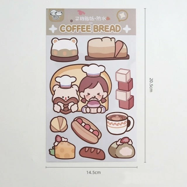 Accessories Stationery Kawaii Bear Girl Adventures Stickers Set 4 Accessories Stationery Kawaii Bear Girl Adventures Stickers Set