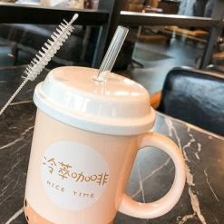 Home Decor Kawaii Boba Mug With Straw Food & Drinks
