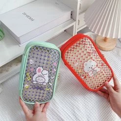 Accessories Stationery Kawaii Bunnies Clear Transparent Pencil Case