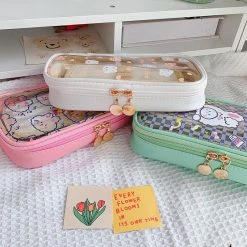 Accessories Stationery Kawaii Bunnies Clear Transparent Pencil Case