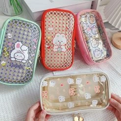 Accessories Stationery Kawaii Bunnies Clear Transparent Pencil Case