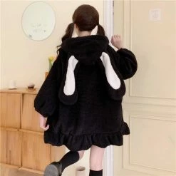 Apparel Kawaii Bunny Fluffy Oversized Zip-Up Hooded Jacket