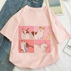 Apparel Kawaii Cartoon Cats Meme Women's Tee Tops
