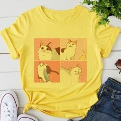 Apparel Kawaii Cartoon Cats Meme Women's Tee Tops 15 Apparel Kawaii Cartoon Cats Meme Women's Tee Tops